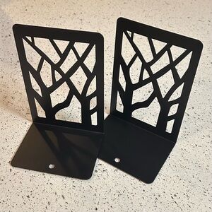 Minimalist Black Metal Tree Design Bookends